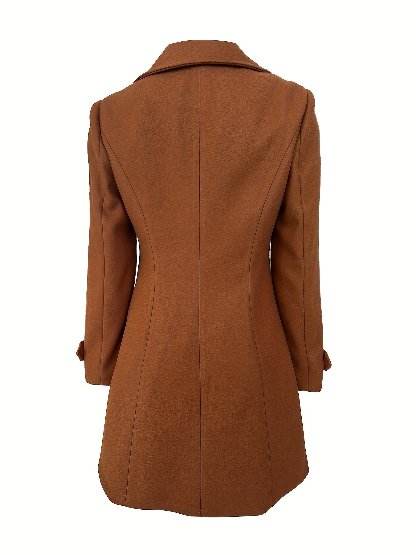 Elegant Solid Color Double-Breasted Overcoat for Women - Polyester, Machine Washable, Non-Stretch Fabric - Perfect for Fall/Winter