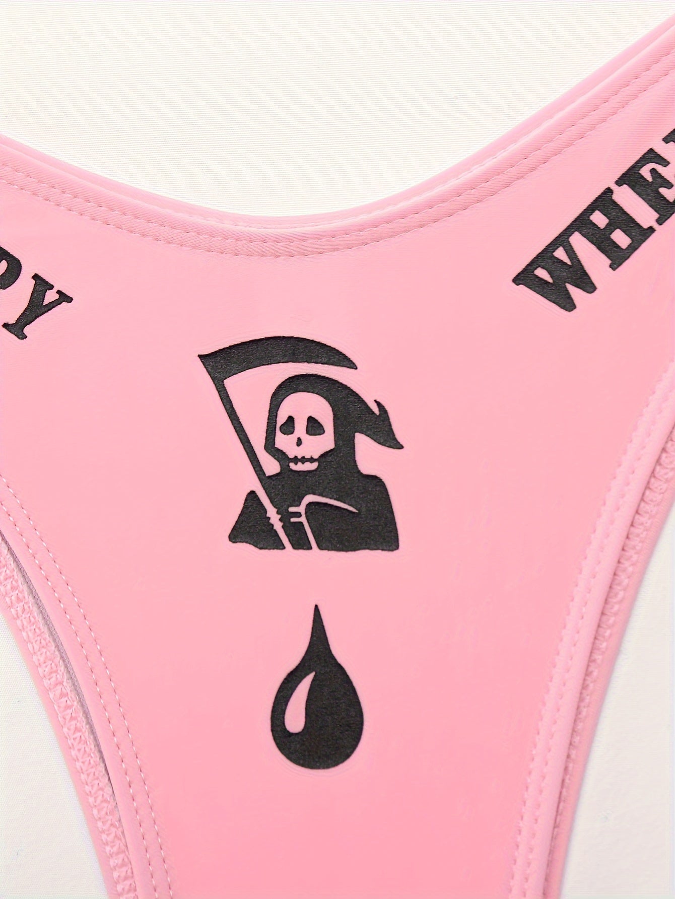2 Piece Bandeau Letter Print Bikini Set - Stretchy High Cut Swimsuits with Applique Details, Polyester Material, and Machine Washable - Customized Alphabet Print Swimwear for Women