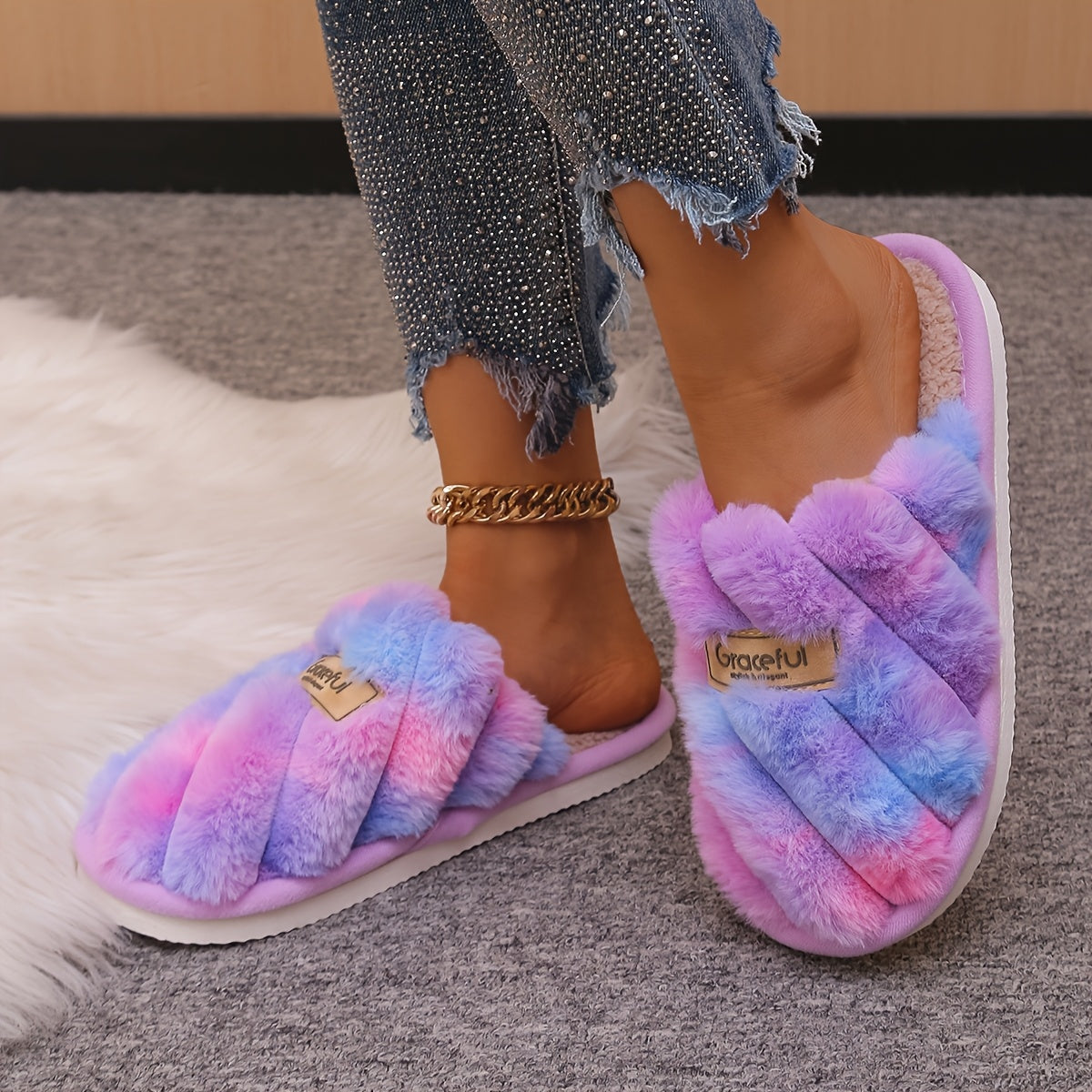 Cozy All-Season Non-Slip Striped Slip-on Slippers - Unisex Casual Fabric Upper/Inner EVA Sole Shoes - Hand Washable Comfort Indoor Floor Footwear
