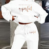 1 Set Women'S Casual Polyester Two-Piece, Fall/Winter Knit Fabric Hoodie with Pocket & Drawstring Pants, Letter Print "Perfectly Imperfect" Design