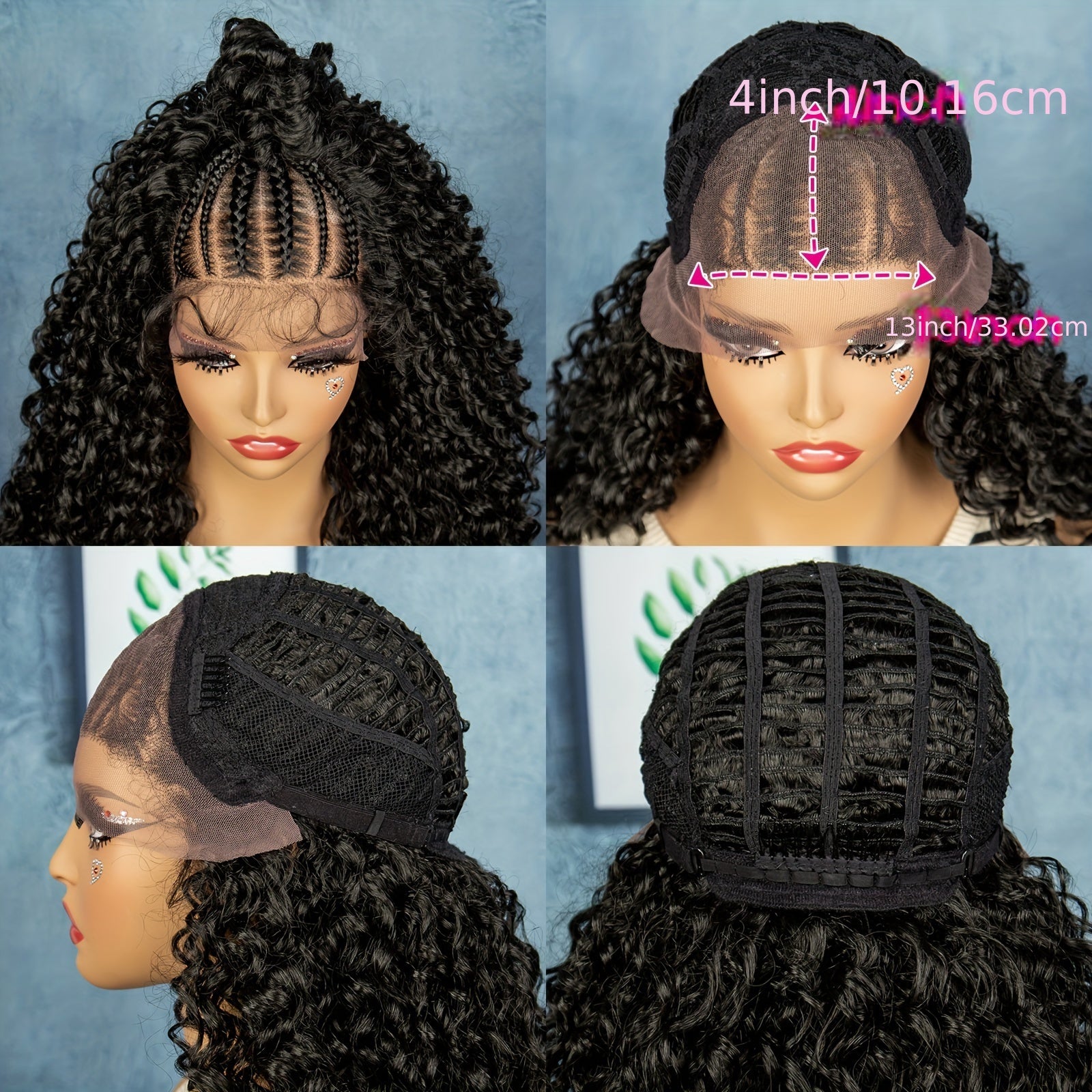 13*4 Front Lace High Quality Wig Black Chemical Fiber Braid Headband