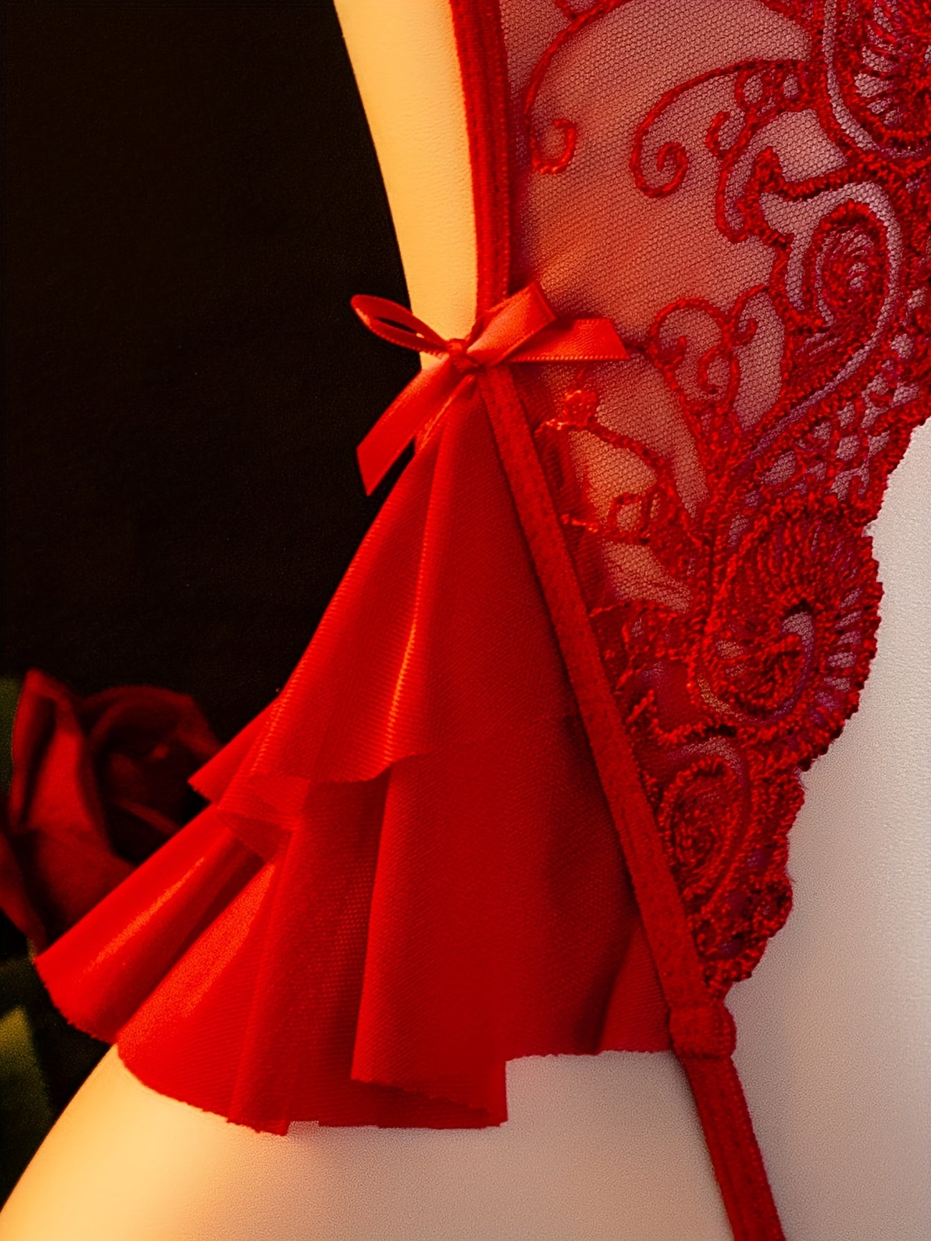 Sexy Lingerie with Hanging Neck, Sexy Hot Body Suit with Chest Hollow, Body Suit with X-ray Sexy Strap, Leotard with Open Crotch, X-ray Red Valentine's Day New Style
