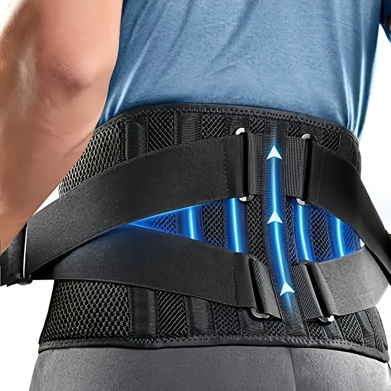 3D Lumbar Cushion for Back Support, Non-Slip 6X Back Support Strap, Optional Straps for Men And Women, Soft Breathable Mesh Fabric for Lumbar Support.