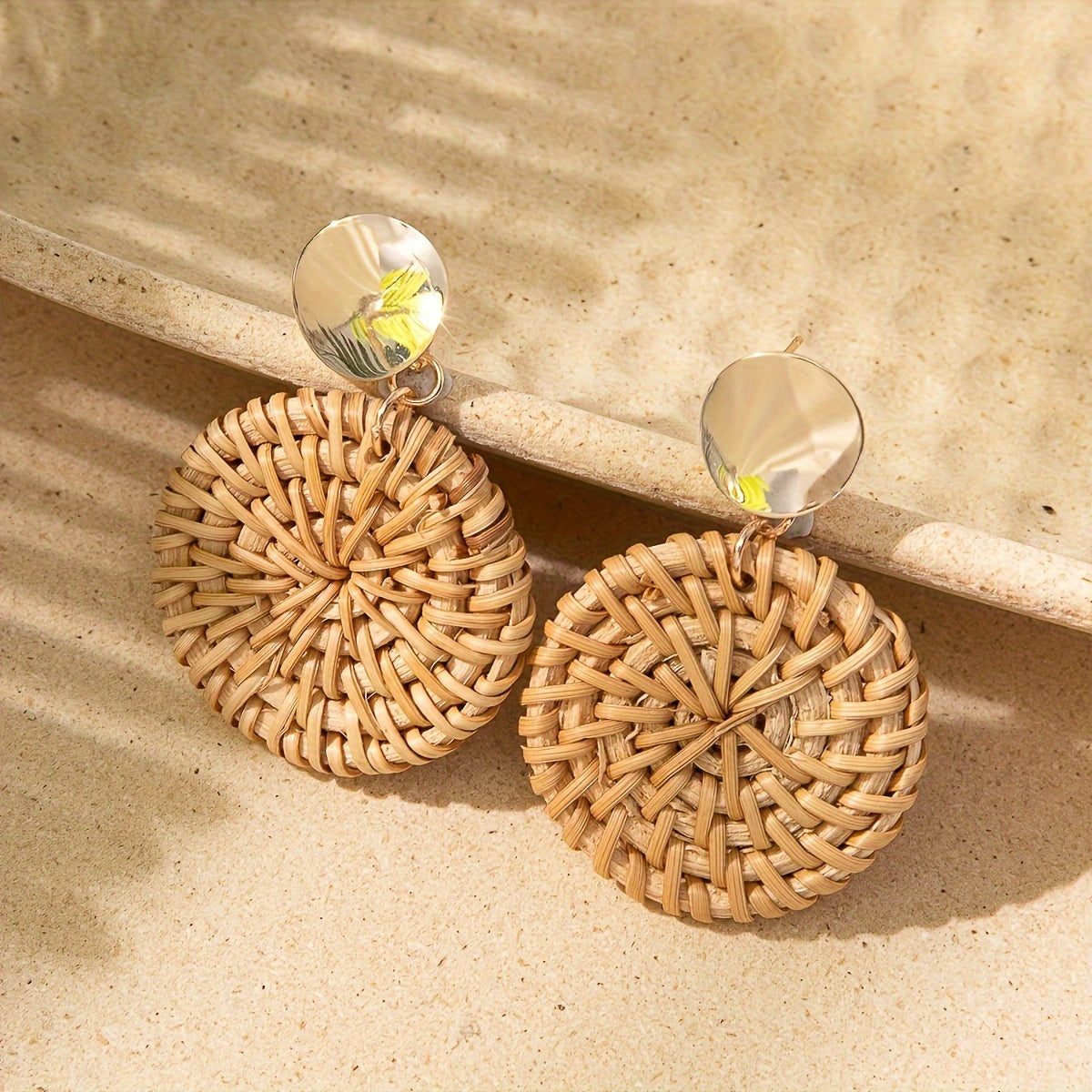 1 Pair Women's Round Woven Earrings - Boho & Vintage Style, 316L Stainless Steel Ear Needle - All-Season Accessory | Lightweight & Durable | Perfect for Daily Wear & Vacation