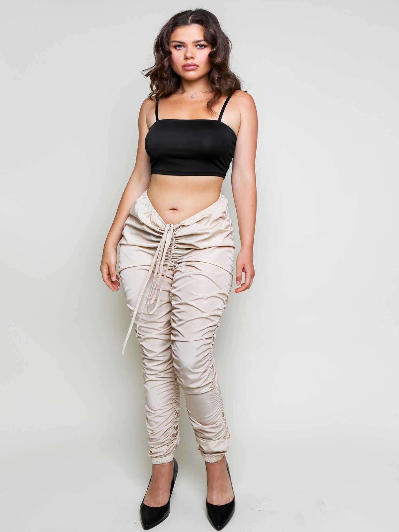 Ruched Pants for Women, Casual Trendy Trousers