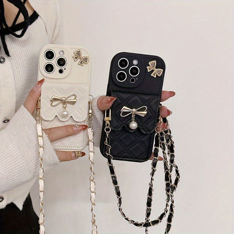 [1pc Minimalist Phone Case with Card Holder] Stylish And Minimalist Card Holder Lanyard Phone Case for Iphone 11, 12, 13, 14, 15, 16 Pro Max Plus, Fully Protective And Shockproof.