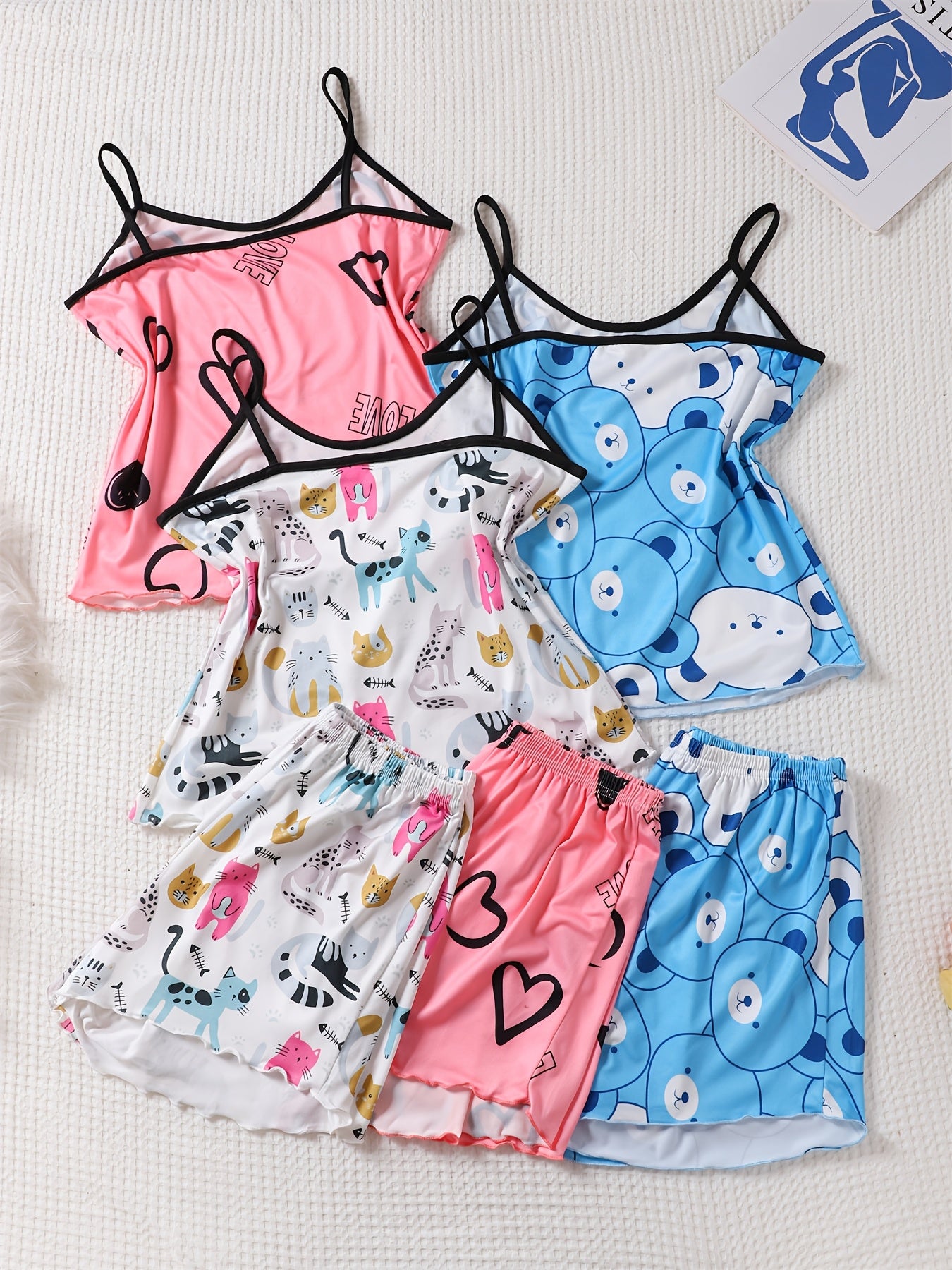 6pcs Women's Garter Shorts Set Sexy Pajamas