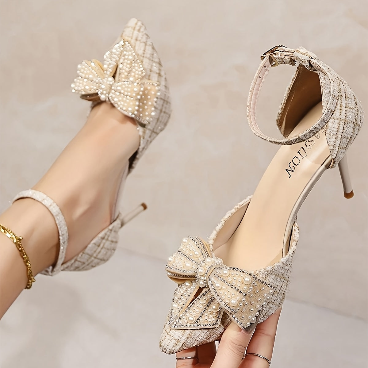 Butterfly Bow High Heels, Women's Sweet Thin Heel Shoes, New Pointed Toe Open-Toe Party Pumps, Elegant Wedding Shoes, French Style Single Strap Stilettos, Fairy Chic Bow Pump, Retro Vintage Wedges