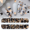 Yanyniu 12-Grid Butterfly & Floral Nail Glitter - Black, Golden & White Mix | Sparkling Rabbit & Flower Designs for Nail Art Decoration