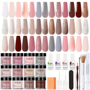 NOCIS 33pcs Dip Powder Nail Kit - Glittering Colors, Activator & Primer for DIY French Manicures, Salon-Quality Home Use - Ideal Gift for Girls