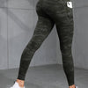 Women's Camouflage High-Waisted Yoga Pants with Pocket - All-Season Knit Fabric, Mid-Stretch, Sports Style, Polyester Material