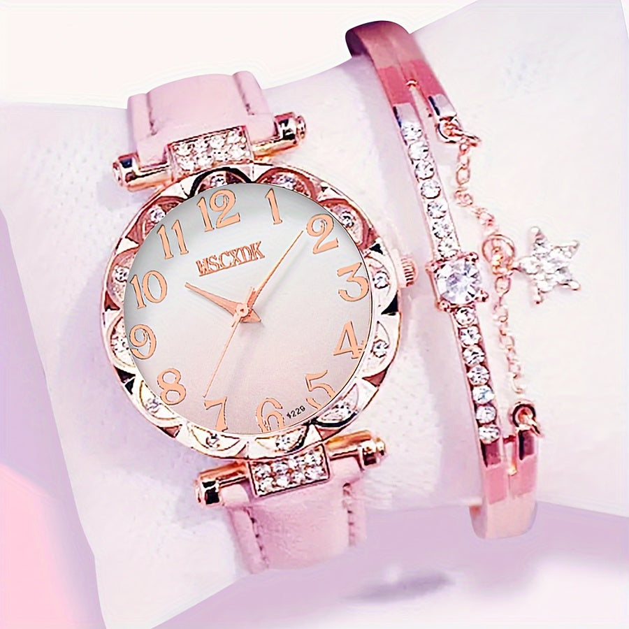 1pc Women's Luxury Quartz Watch for Daily Wear and 1pc Bracelet