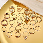22pcs Exaggerated Fashion Ladies Ring Set, Irregular Ring Set, Houdini, Water Ripple Ring, Perfect For Daily Wear, Birthday Gift, Valentine'S Day Gift