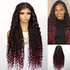Boho Knotless Braided Wigs for & Men - Double Full Lace Synthetic Hair with Hair, 200% Density Curly Wave, Heat Resistant & Breathable, Unisex Bohemian Box Braids for Everyday & Special Occasions