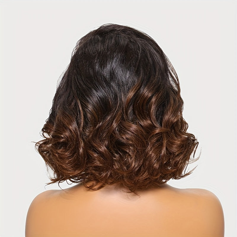 UNice 13x4 Lace Frontal Human Hair Wig Bye Bye Knots Chestnut Brown Ombre Spiral Curls Pre Everything Lace Wig
