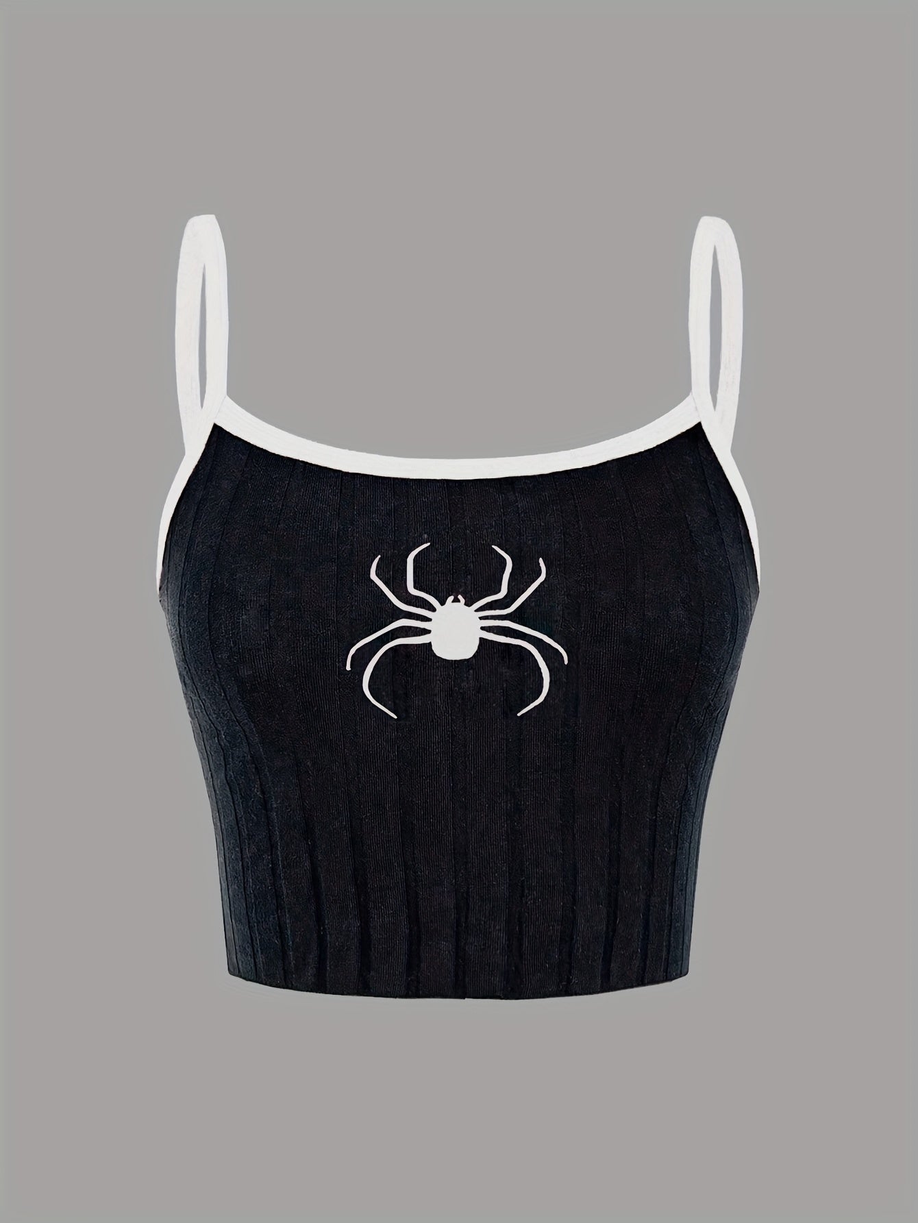 Girls' Butterfly Embroidered Ribbed Cami Top - Stretchy Cotton Blend, Machine Washable - Perfect for Spring/Summer