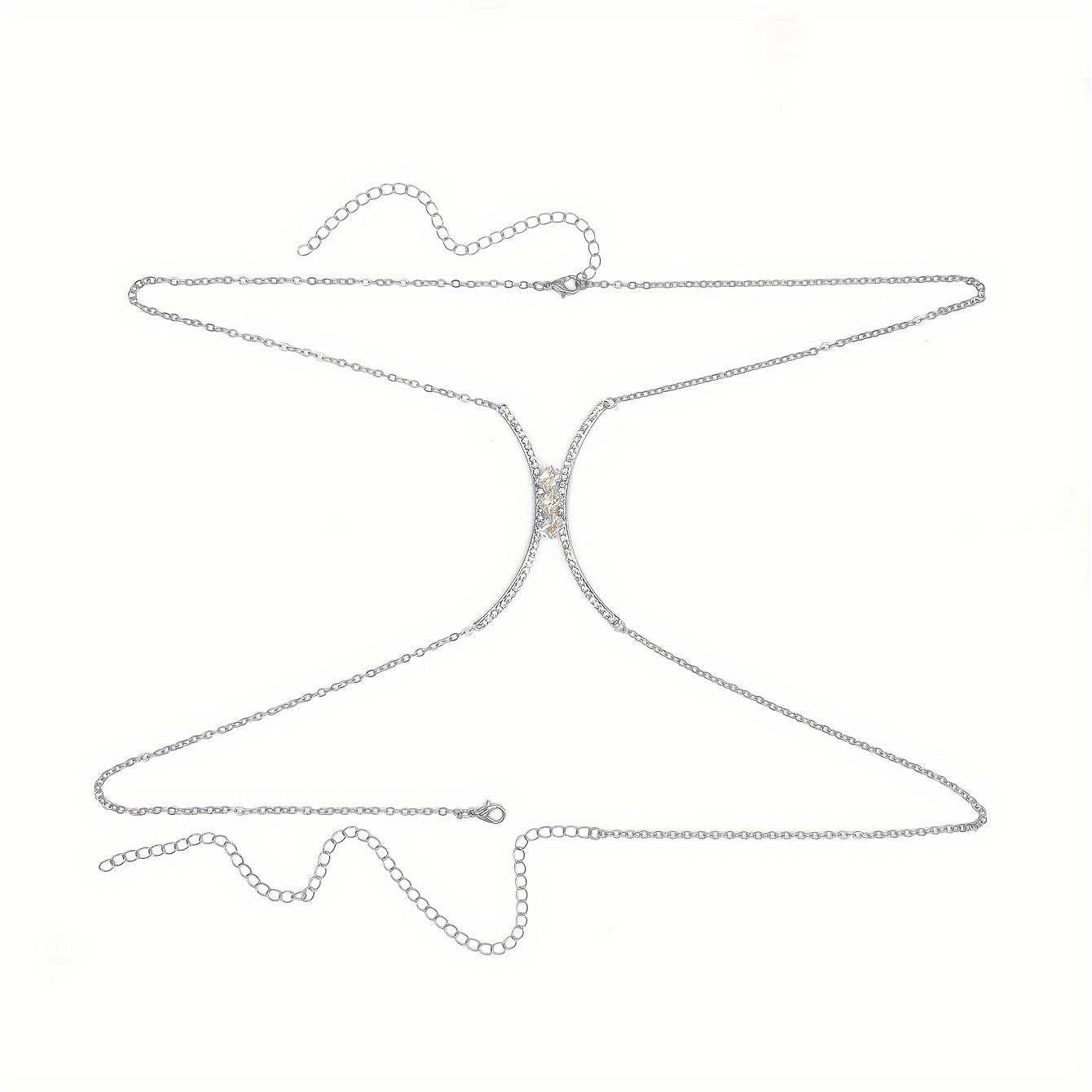 Glamorous Silvery-Plated Rhinestone Chest Chain - Sexy Body Jewelry for Parties & Casual Attire