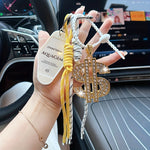 Fashion Dollar Sign Keychain, Handmade Braided Rope with Rhinestone Accents, Alloy Car Remote Key Ring, Decorative Bag Charm, Birthday Festival Gift for Women, Novelty Keychains