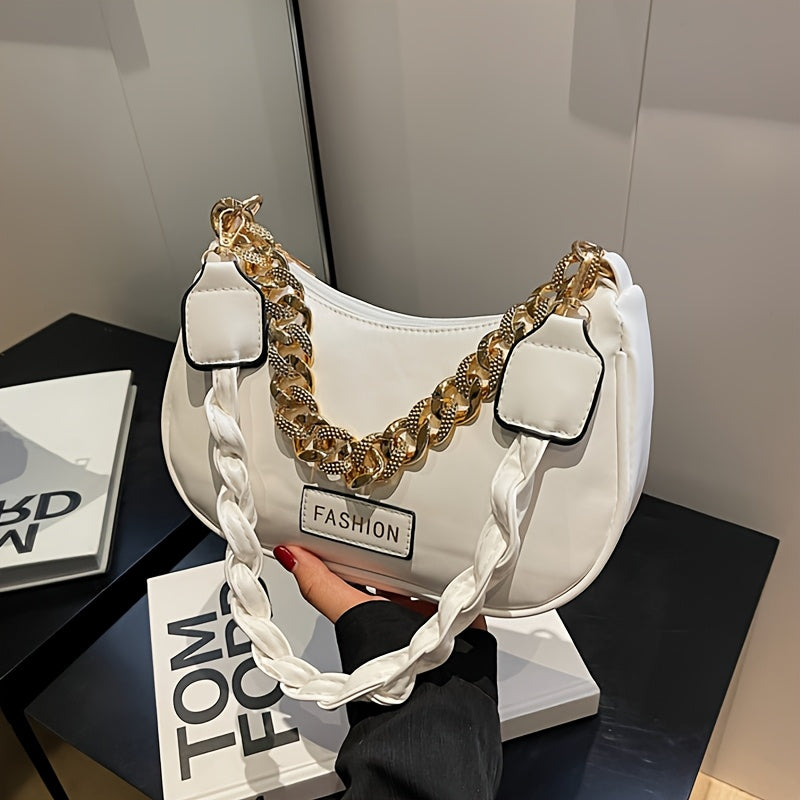 Stylish Women's Shoulder Bag with Adjustable Golden Chain Strap - Elegant Crossbody Handbag in Black, Khaki, or Orange, Perfect for Casual or Formal Occasions, Ladies Handbags