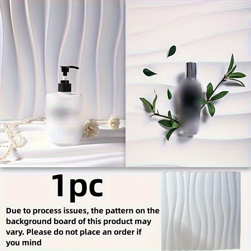 1pc 3D Wavy Pattern PVC Photography Backdrop - Textured Ripple Design, Durable Studio Prop for Product Photography and Studio Shoots, Sleek White Smooth Surface, Elegant Wavy Edges, Product Photography Props | Modern Aestheti