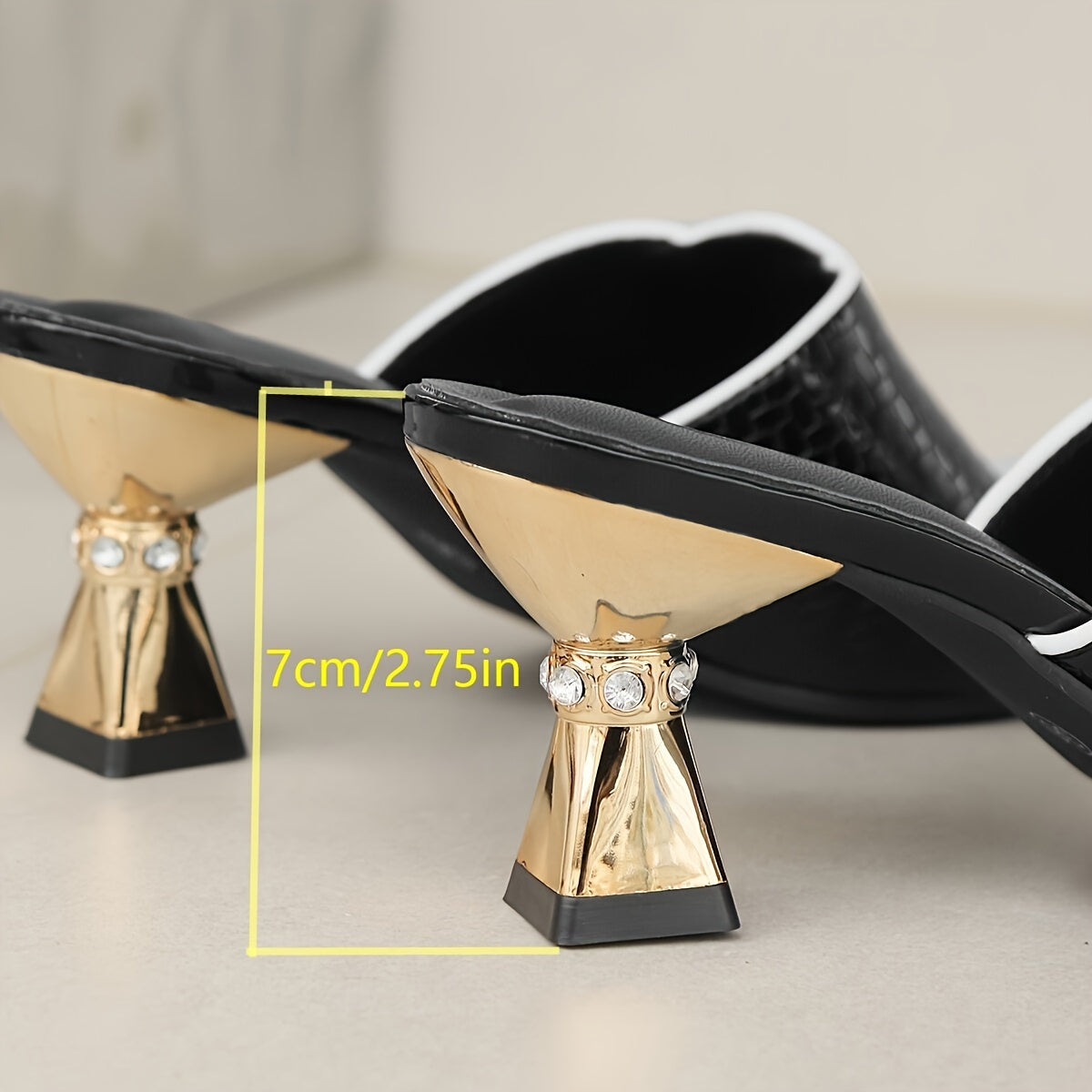 Women'S Elegant Black Strappy High Heel Sandals with Golden Chain Ankle Cuff - 2.76inch Stiletto, Comfortable TPR Sole, Synthetic Upper, Open Toe Design for All-Season Use, Versatile Footwear|Stylish High Heel|Synthetic Sanda