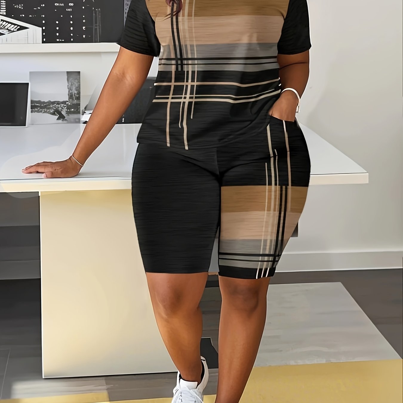2pcs Women's Casual Floral Print Set - Smooth Polyester Knit Fabric, 180g/m², Micro Elasticity - All Season Comfortable Outfit | Double Pockets | Machine Washable