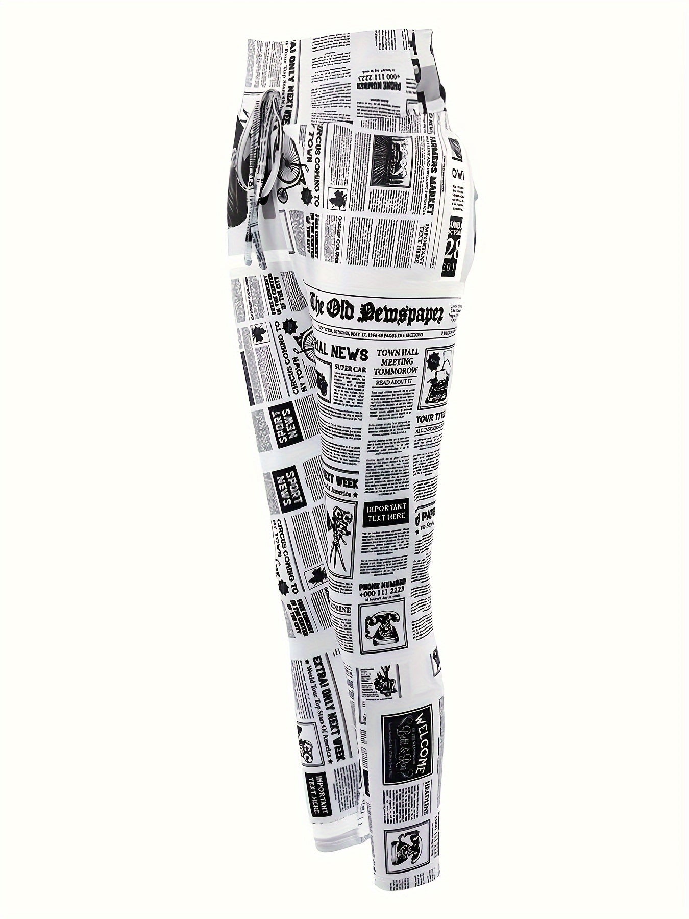 High Waist Retro Newspaper Printed Leggings for Women - Perfect for Running, Yoga, Workout, and Gym - Women's Activewear