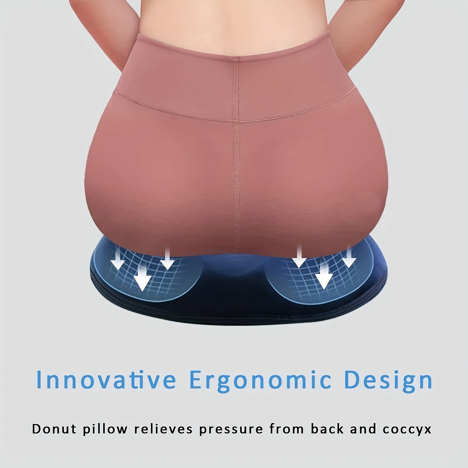 Memory Foam Seat Cushion with Massage Function - Blue Orthopedic Tailbone Pillow for Office Chairs, Car Comfort, and Yoga Support, Removable Cover, Office Chair Cushion Memory Foam Pillow, Cushion Pad