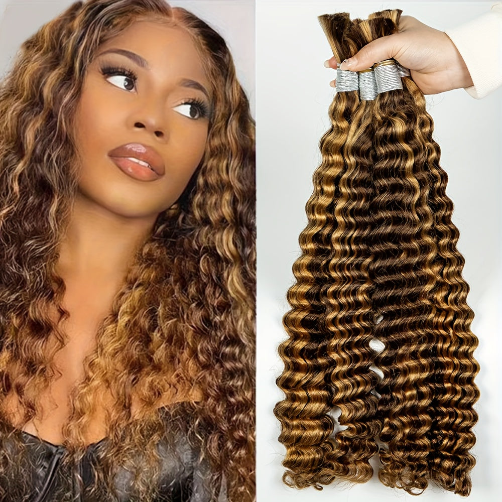 P4/27 Highlight Deep Wave Ombre Highlight Brown Bulk Soft Human Hair Bulk Deep Curly Ombre P4/27 Honey Blonde Bulk Hair Extensions Virgin Human Hair