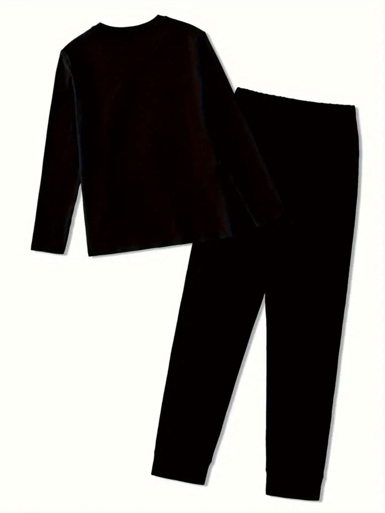 Women's Me Vs Me Print Long Sleeve Outfit - Made from Polyester Blend Knit Fabric, Round Neck Autumn/Winter Set, Includes Pants And Top, Perfect for Business And Casual Attire, an Ideal Gift Choice.