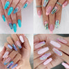 96PCS (4pcs) False Nail Stickers, French Flash Simple and Fashionable Solid Color False Nails for Manicure and Medium and Long Length European and American Flash French Manicure Pink and Sweet Flower Wearing Nails