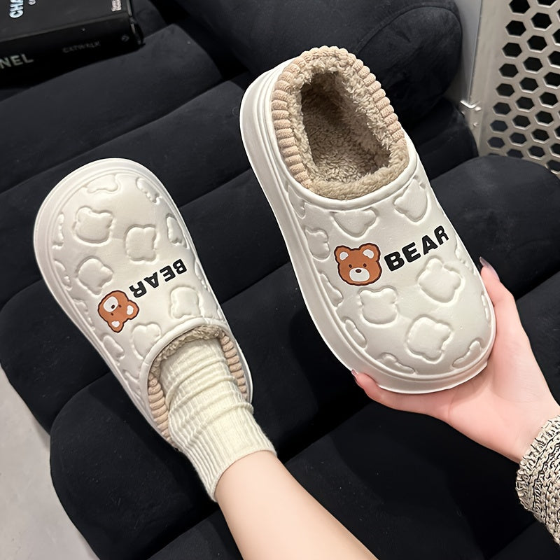 Winter Warm Cozy Waterproof Fleece Lined Slippers - EVA Insulated Home Shoes for Indoor and Outdoor Use, Maternity Slippers for Men and Women