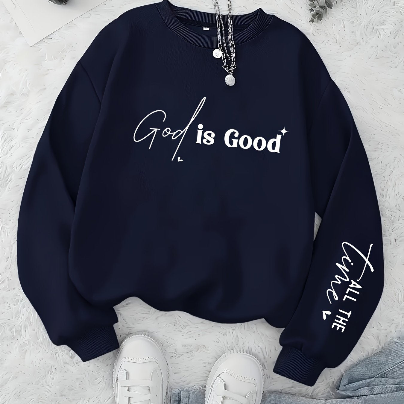 Women's Casual Pullover Hoodie – Solid Color, Crew Neck, Soft Knit Fabric, Perfect for Fall & Winter