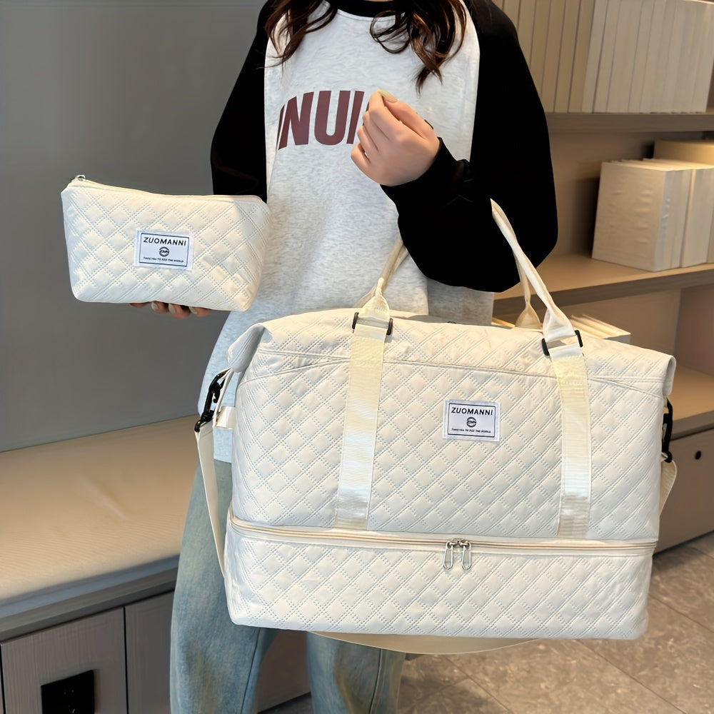 EONOTHEM Large Capacity Multi-Functional Duffel Bag with Removable Strap - Quilted Design, Zip Closure, Shoe Compartment, Ideal for Yoga, Fitness, Travel & More - Perfect Gift for Valentine'S Day, Ramadan, Eid, and New Year,