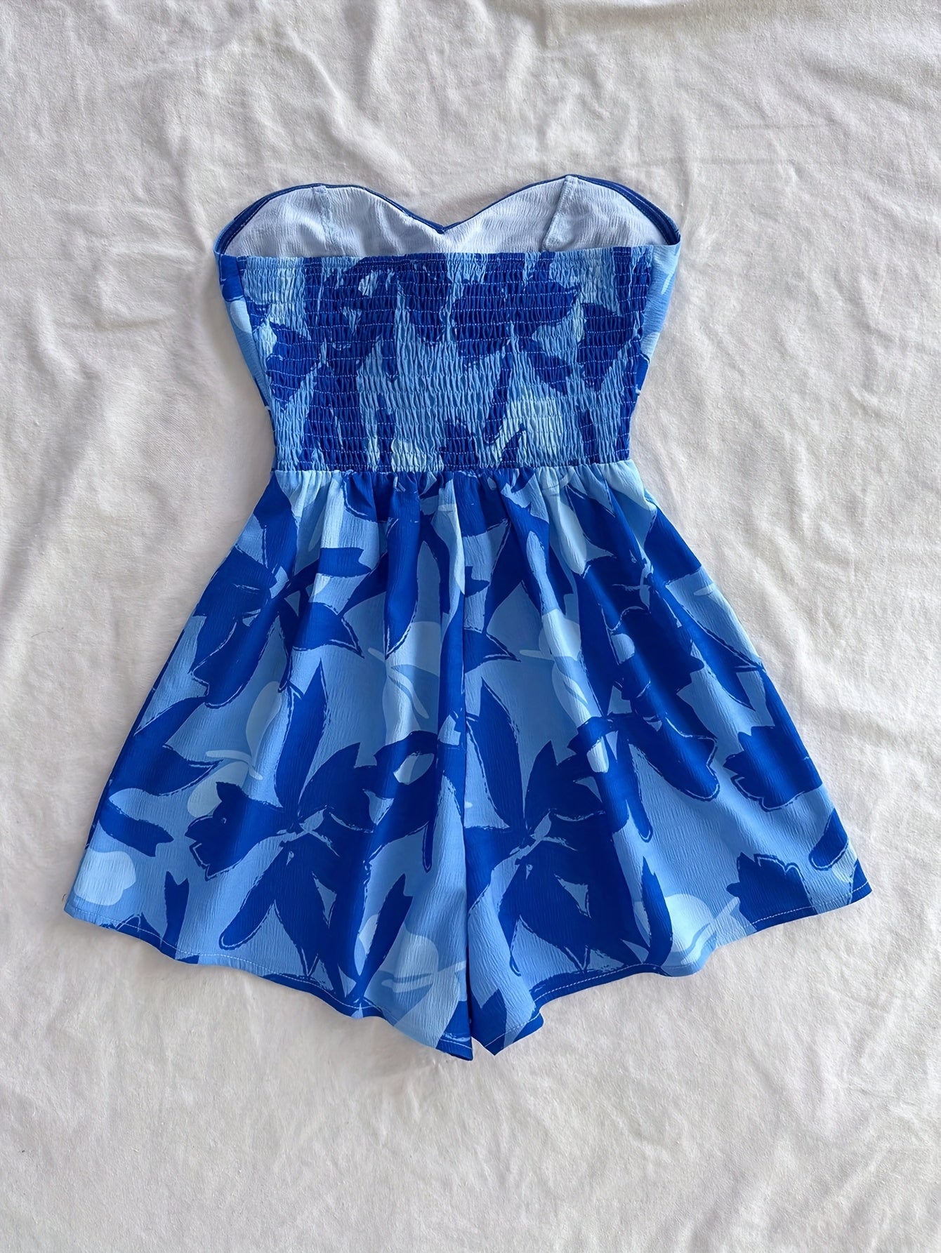 Women'S Blue Watercolor Silhouette Print Off-Shoulder Twist Dress - Casual Summer Style, Floral Pattern, Open Back Design, V-Neck with Tie Waist Detail, V-Neck Dress