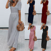 New Round Neck Short Sleeve Long Jumpsuit