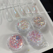 4Jar Mermaid Sparkle Nail Glitter - 4-Color Holographic Sequins, Ultra-Thin Laser Flakes, Sparkling Shard, No Fragrance for Manicure Accessories