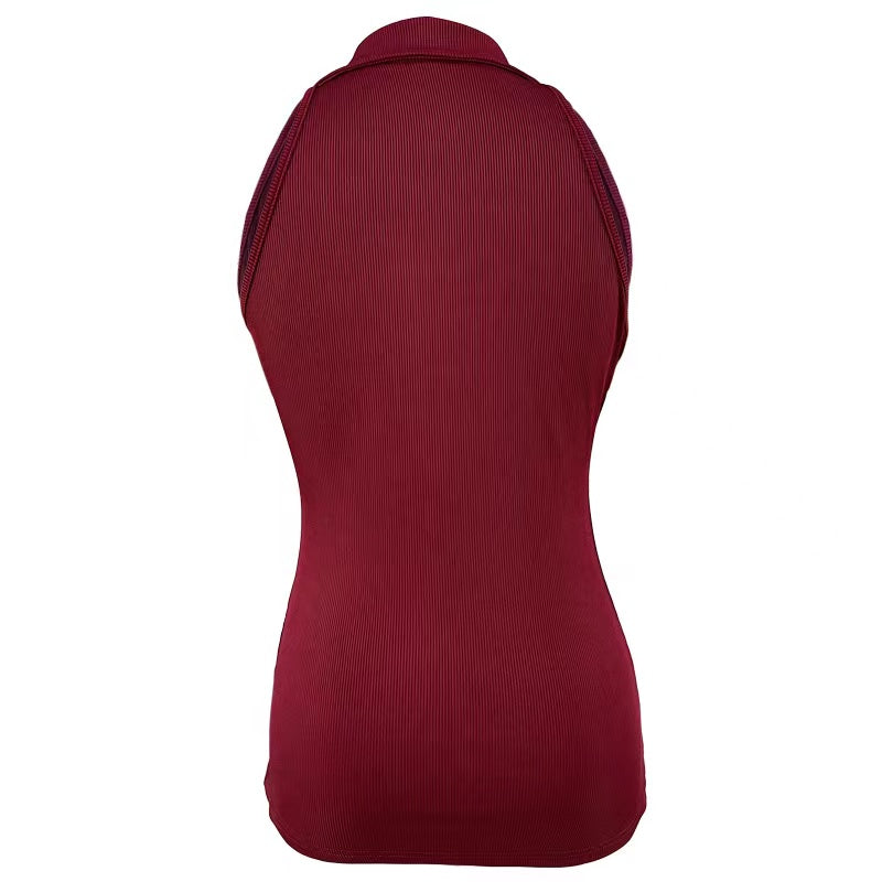 Sexy Ribbed Half Zip Up Tank Top - Sleeveless Summer Essential with Comfortable Fit, Breathable Fabric, and Flattering Design - Women's Clothing for Warm Weather