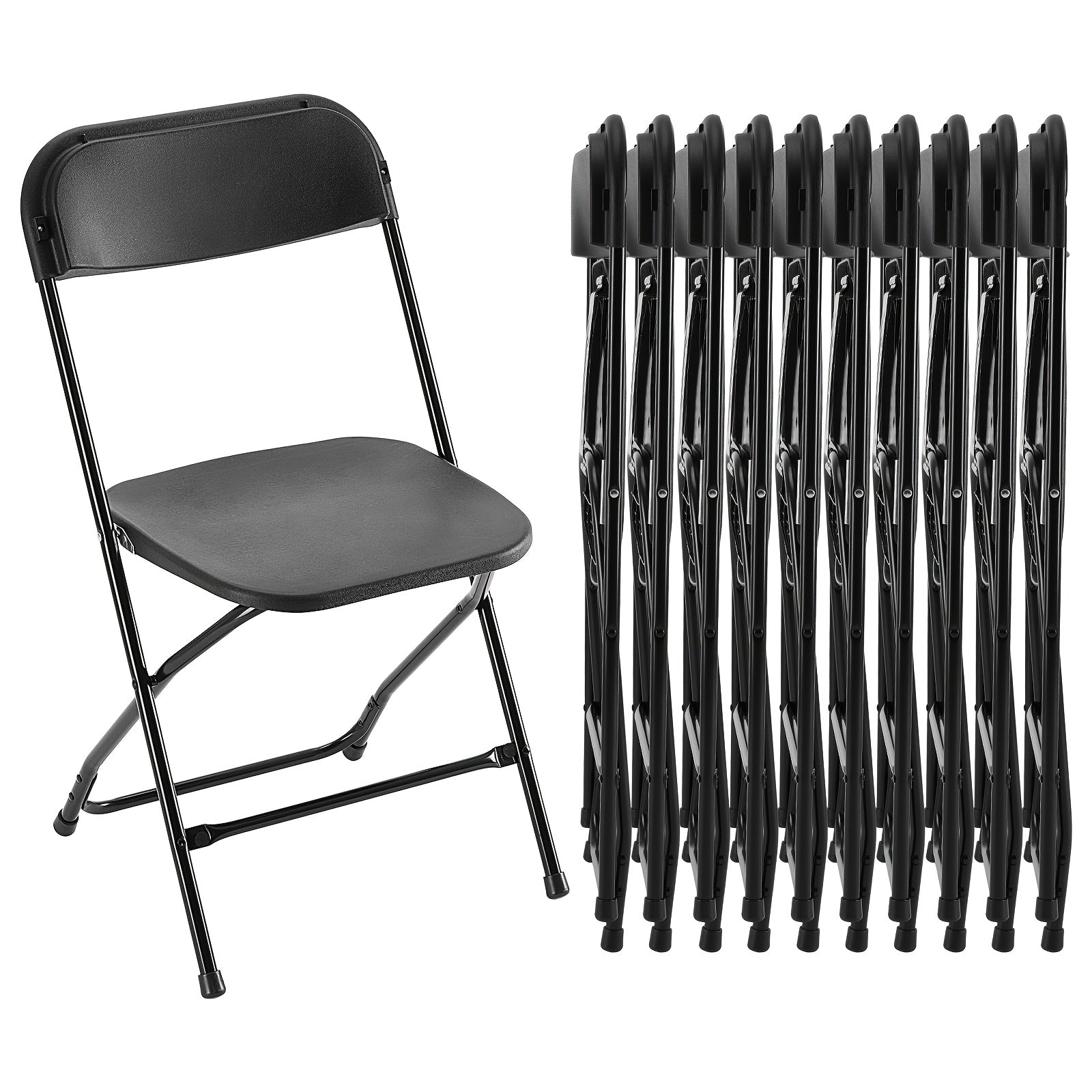ANTONIA 20/10/8/6/4Set Stackable Plastic Folding Chair Pack with 350lb Steel Frame, Portable Outdoor Commercial Seat Perfect for Wedding, Party, Picnic, Dining, and Events Available in Classic White and Black