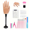 Nail Silicone Practice Hand For Acrylic Nails Training Fake Hand Nail Art Practice Tools Hand Tattooed Nail Jewelry Showcase Supplies Manicure Beginners
