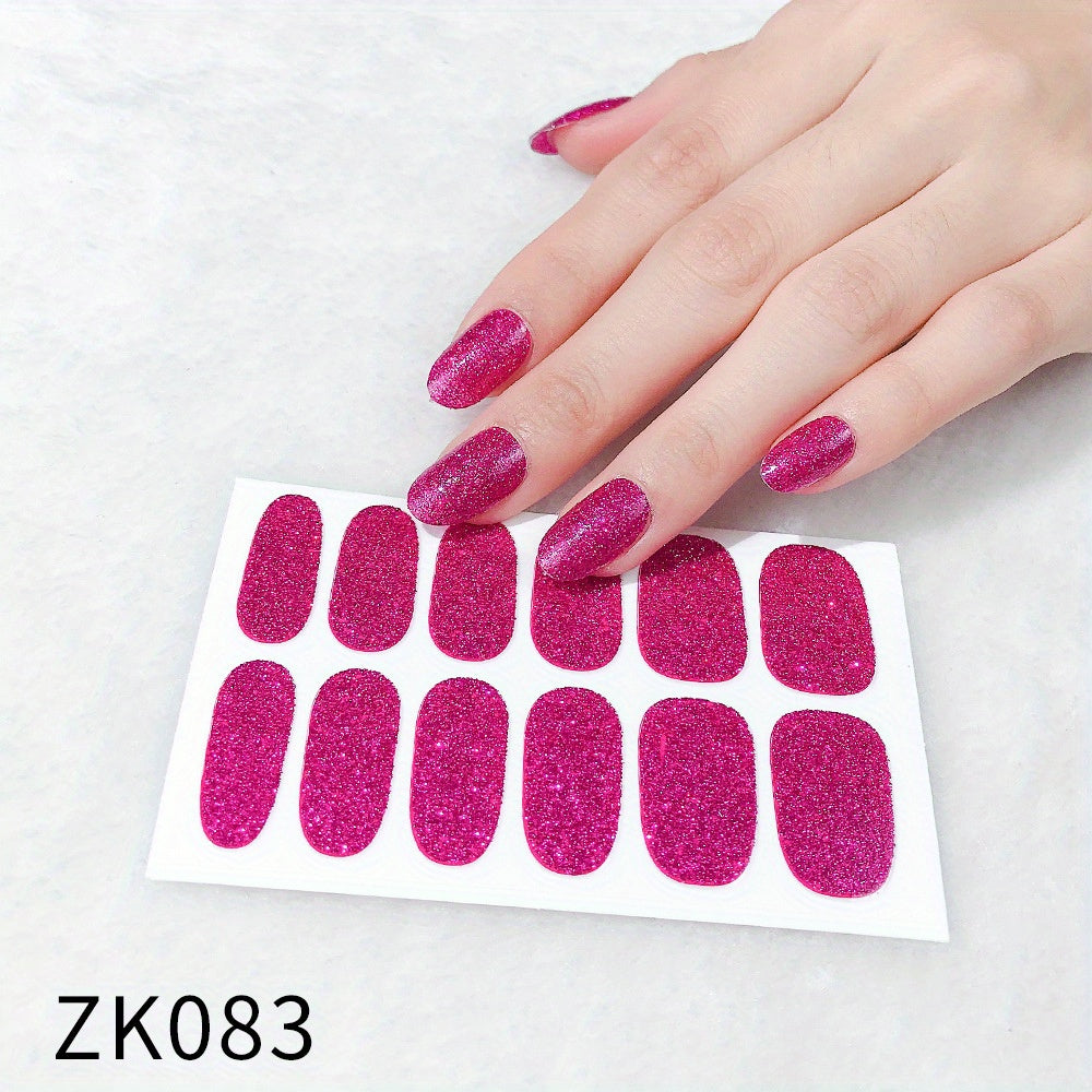 Glitter Nail Art Sticker Waterproof Full Stickers For Girls Women Sweet Cute DIY Nail Stickers Nail Accessories