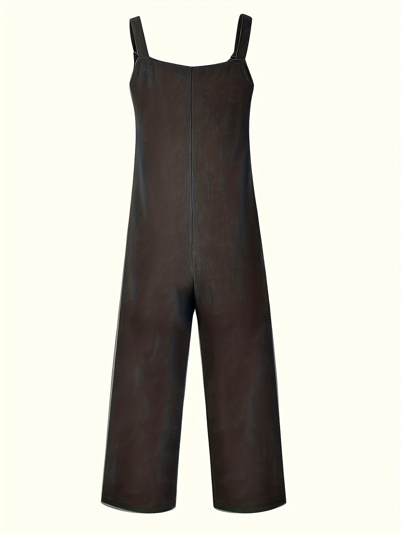 Solid Color Pockets Overall Jumpsuit, Casual Knot Front Loose Overall Jumpsuit For Spring & Summer, Women's Clothing