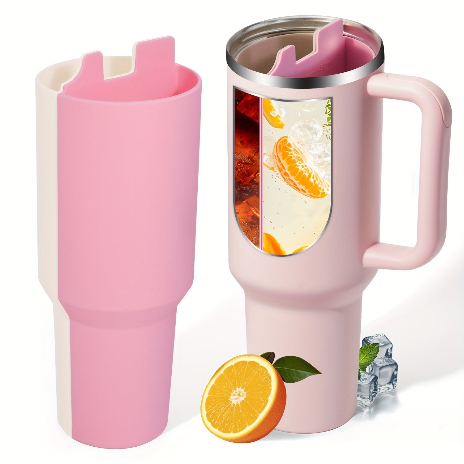 Cup 2-in-1 Drink Separator Silicone Liner, Compatible with Cup 40oz, Accessory, Reusable Liner for Party, Leisure, Outdoor, Office
