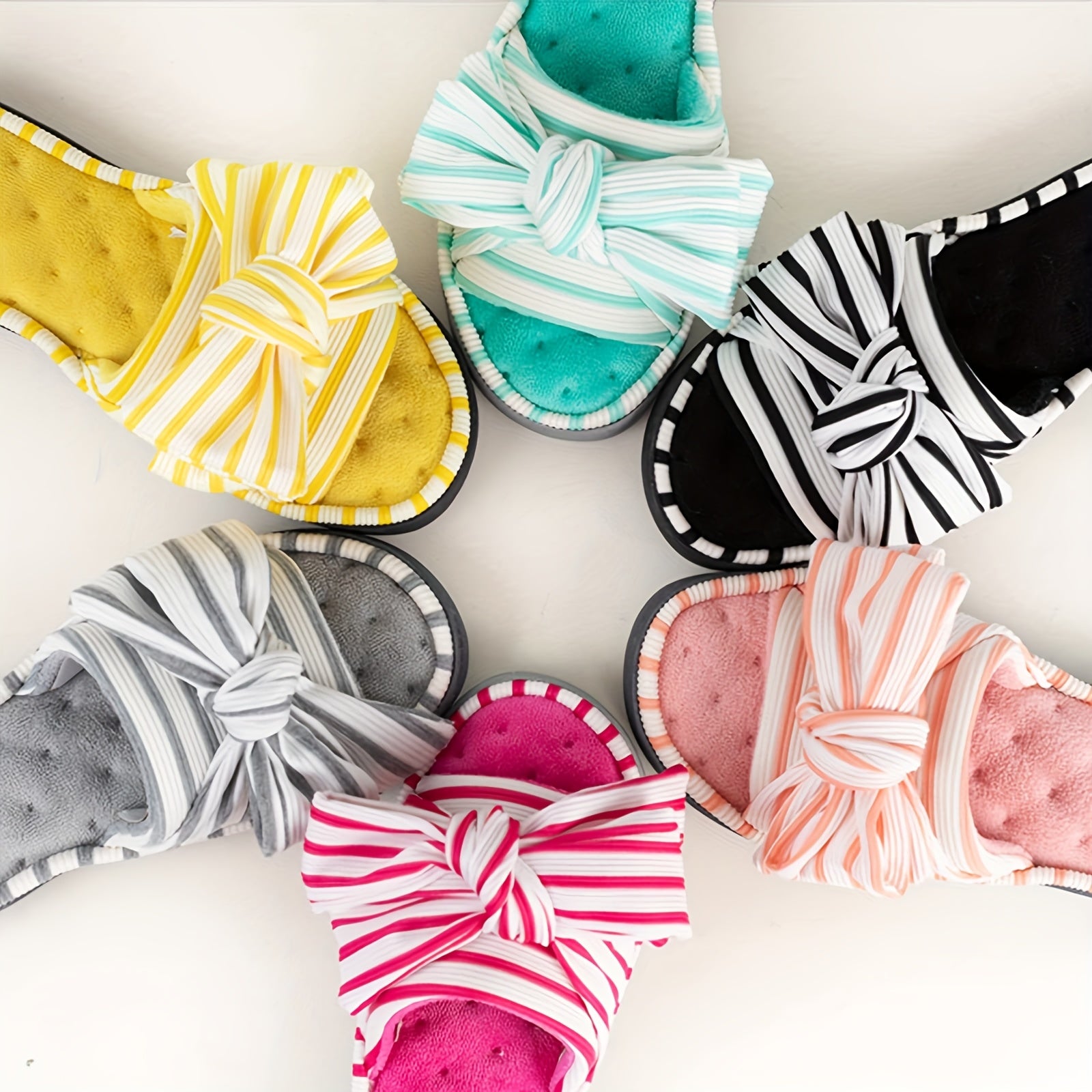 Women's Elegant Slip-on Slippers with Bow - Fabric Upper, TPR Sole, All-Season Comfort | Machine Washable | Stretchy Fit