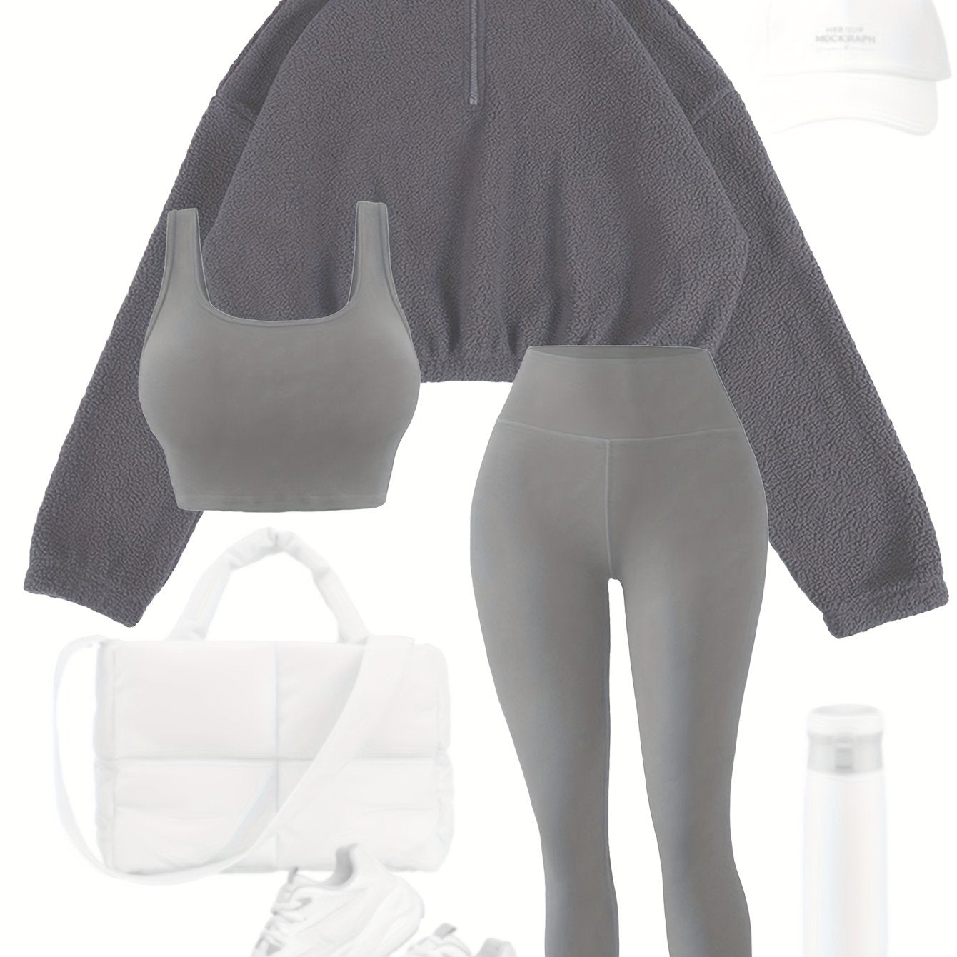 3pcs Maroon Fleece-Lined Yoga Outfit Set: Stretchy Sports Bra, High-Waist Leggings & Half-Zip Sweatshirt - Cozy, Slimming Autumn/Winter Workout Gear for Women, Casual Activewear|Elegant Sports Attire|Stretchy Polyester Blend