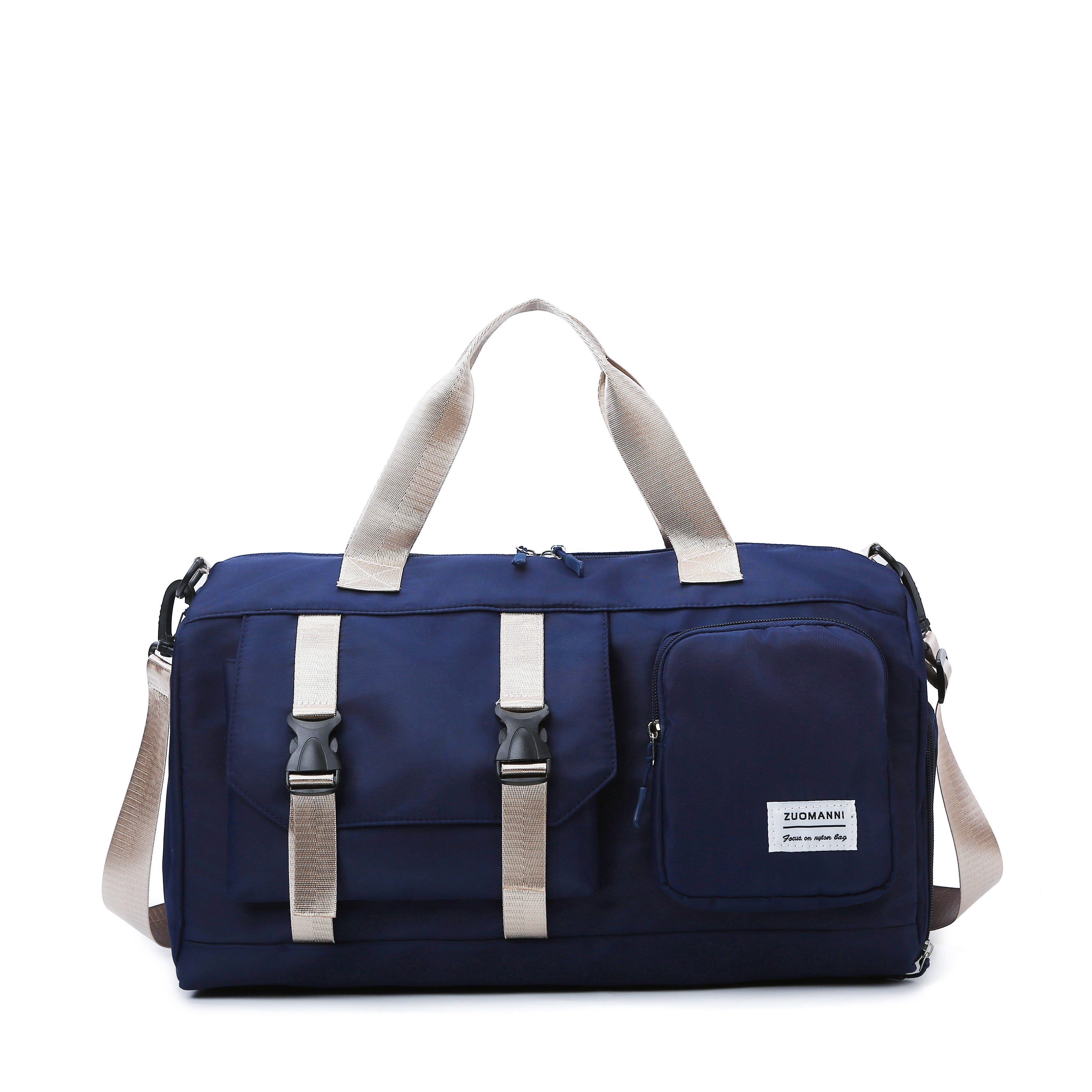 Eonothem High Quality Large Capacity Travel Duffle Bag - Adjustable Shoulder Strap, Multiple Pockets, Polyester Sports Gym Weekender Bag for Women in Bright Pink/Peacock Green/Peach/Light Grey/Light Blue//Blue/Black, Fitness