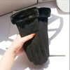 Women'S Beige Touchscreen Gloves - Thick Warm Plush Lined Full Finger Mittens for Winter, Knitted Polyester, Non-Stretch, Hand Washable, Ideal for Going Out