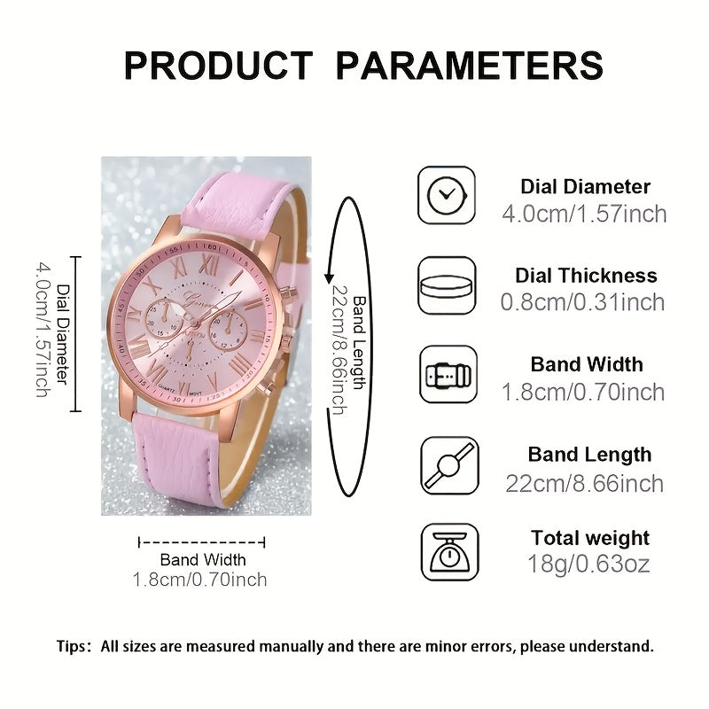 12pcs Fashion Men's and Women's Quartz Watch Set, Round Zinc Alloy Case, PUPU Leather Strap, No Battery Required, Available in Multiple Colors, with Button Battery