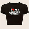 Heart Print Crop Slim T-Shirt, Y2K Short Sleeve T-Shirt For Spring & Summer, Women's Clothing