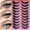 10 Pairs Of Fluffy False Eyelashes Set, Creating Natural Curled Eyelashes, Girl Group'S Thick And Full False Eyelashes, Cat Eye Dramatic Style False Eyelashes